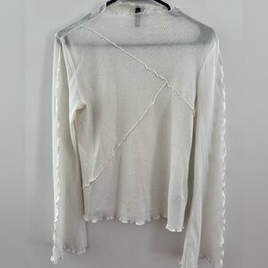 H&M Divided White Ribbed Knit Top